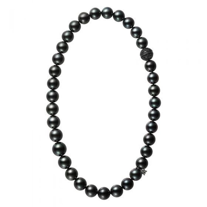Passionoir Black South Sea Cultured Pearl Necklace with Black Spinel Clasp