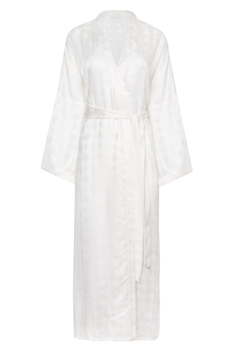 white silk robe maxi dress