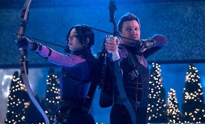 Hailee Steinfeld and Jeremy Renner take aim in 'Hawkeye.'