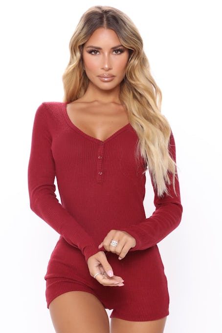 Your One And Only Sleep Romper - Burgundy