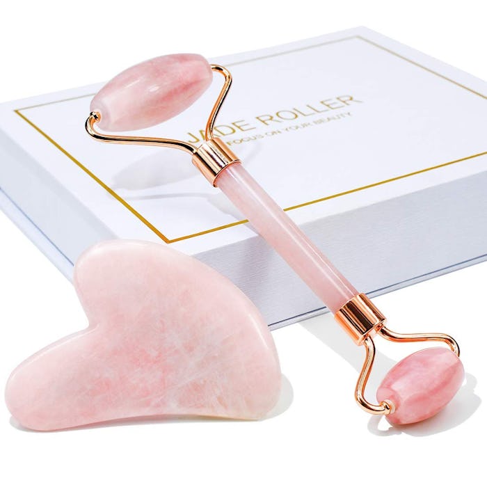 BAIMEI Jade Roller & Gua Sha in Rose Quartz