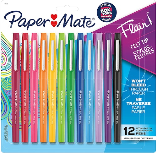 Paper Mate Flair Felt Tip Pens, Assorted Colors (12-Pack)