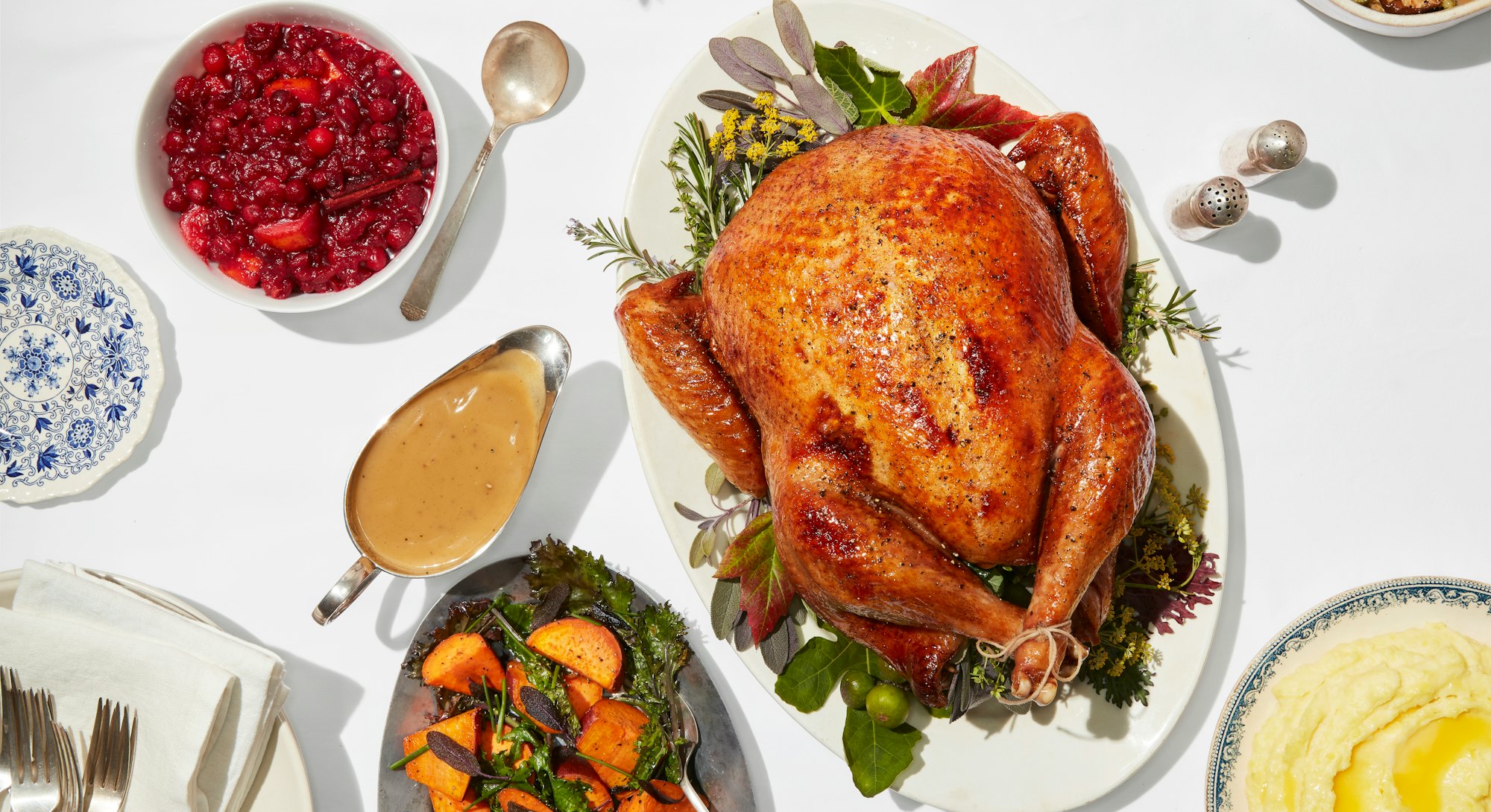 Thanksgiving dinner spread