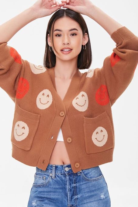 Happy Face Cardigan Sweater