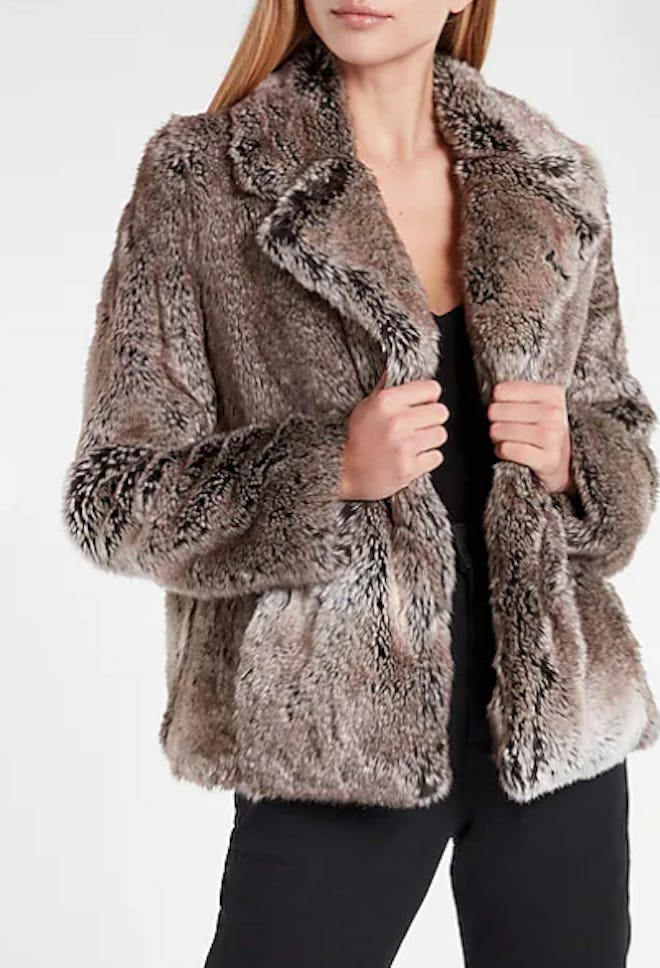 Collared Faux Fur Coat