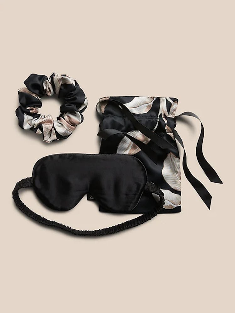 Banana Republic's Satin Eye Mask & Scrunchie Set, on sale for Black Friday 2021.