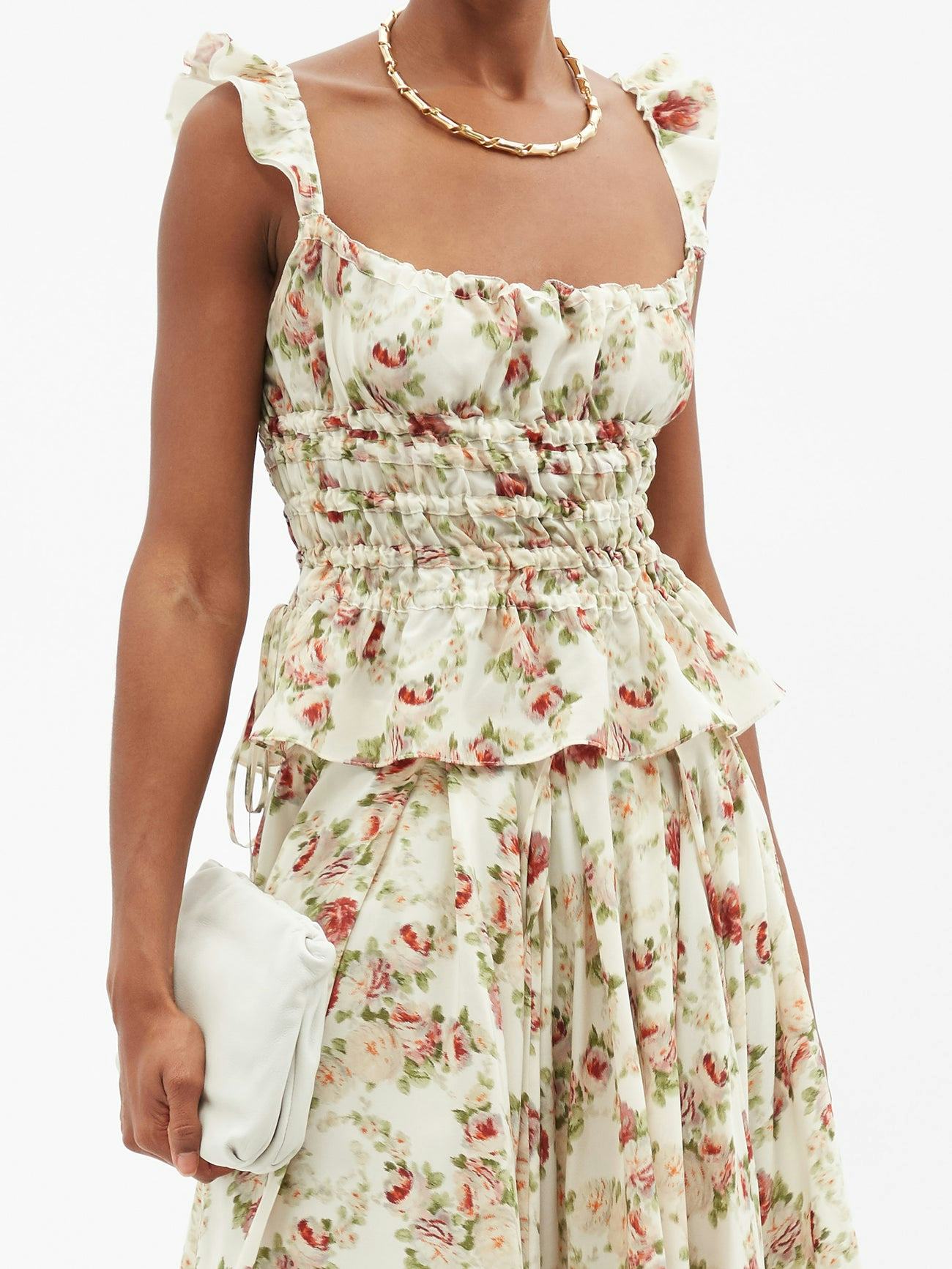 Brock Collection Silvia Floral=Print Silk-Chiffon Top