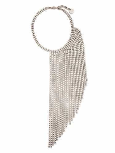 silver crystal embellished necklace