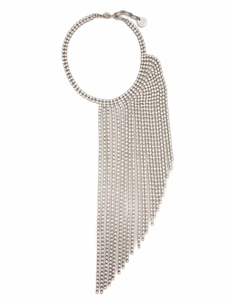 silver crystal embellished necklace