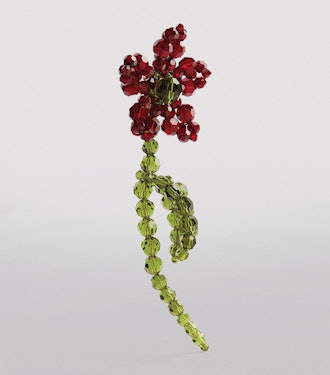Simone Rocha Red & Green Flower Single Earring