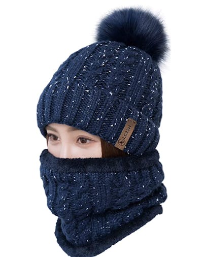 LCZTN Pom Beanie and Scarf Set