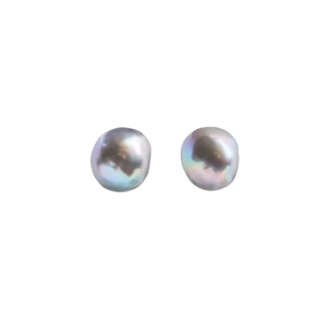 Grey Baroque Pearl Stud Earrings