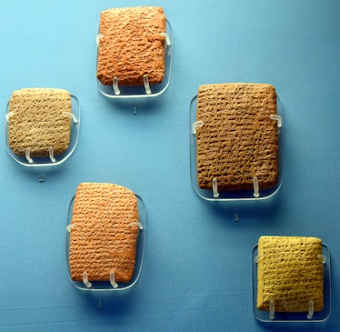 The Amarna Letters, clay tablets carrying the cuneiform correspondence of ancient kings and excavate...