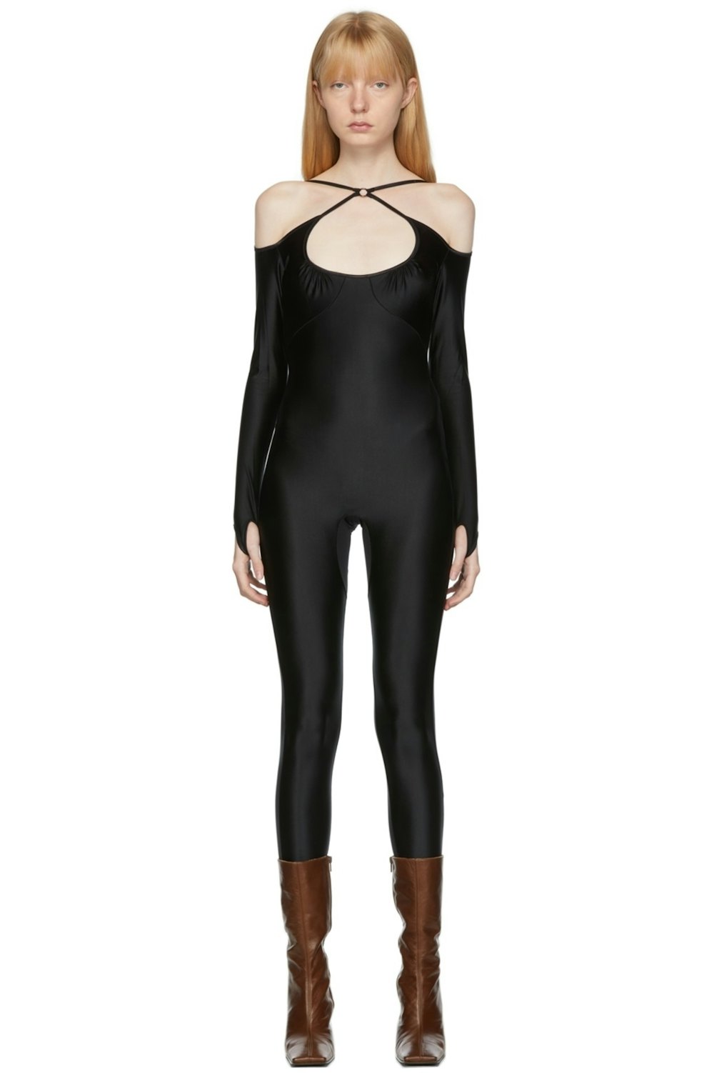 Black Nulle Alter Cross Neck Catsuit