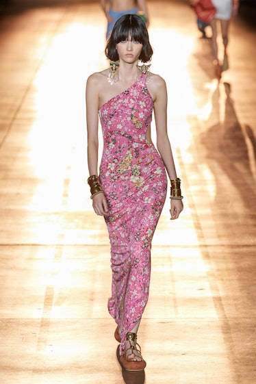 Etro one shoulder floral dress