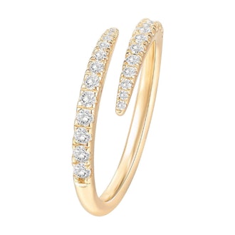 PAVOI 14K Gold Plated Cubic Zirconia Open Twist Eternity Band