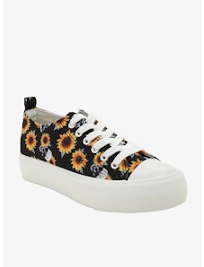 Hot Topic Sunflower Skull Platform Lace-Up Sneakers