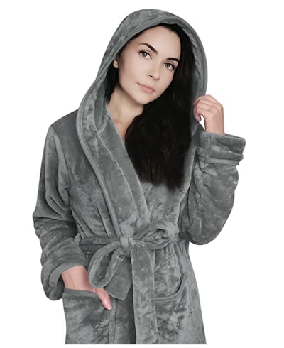 NY Threads Fleece Hooded Bathrobe