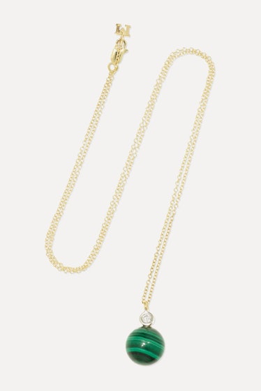 14-Karat Gold, Malachite And Diamond Necklace