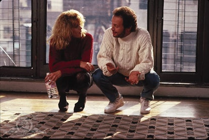 Meg Ryan and Billy Crystal tie for best sweater in 'When Harry Met Sally.'