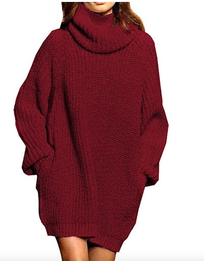 Selowin Loose Turtleneck Sweater Dress