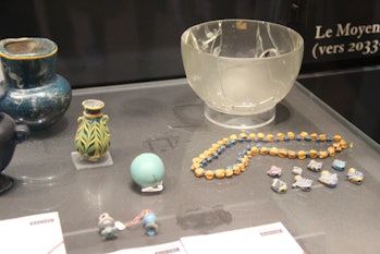 An ancient Egyptian glass bowl in the Louvre Museum in Paris.