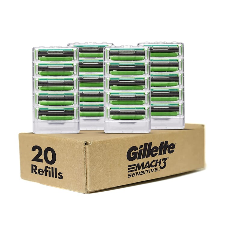 Gillette Mach3 Sensitive Mens Razor Blade Refills, 20 Count