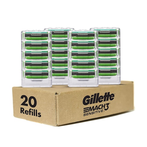 Gillette Mach3 Sensitive Mens Razor Blade Refills, 20 Count