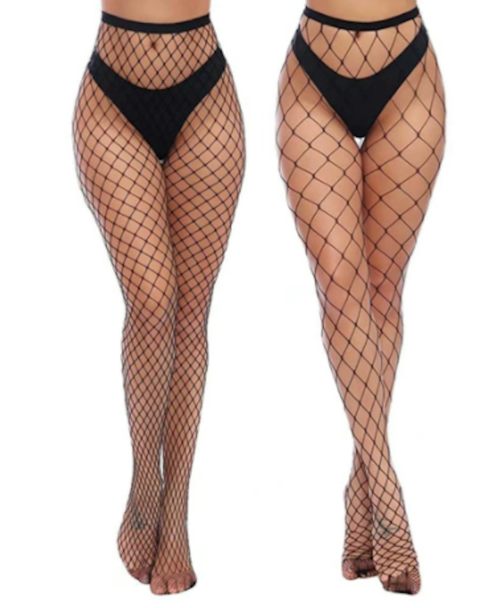 Charmnight High-Waisted Fishnet Stockings (2-Pack)