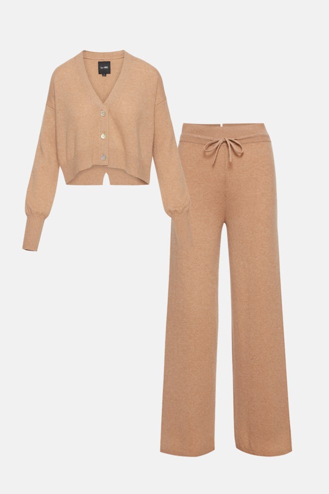 Le Ore Palermo Cashmere Cardigan & Pant Kit in Camel, available to shop on BANDIER.