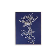 Madison Park Velvet Lotus Framed 22.6-Inch x 28.6-Inch Canvas Wall Art with Gold Foil in Navy/Gold