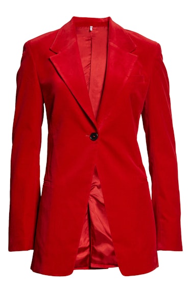 red velvet suit blazer