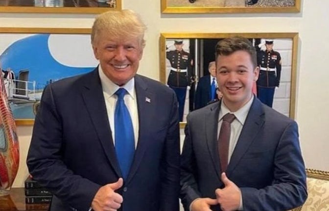 Donald Trump poses with Kyle Rittenhouse at Mar-a-Lago
