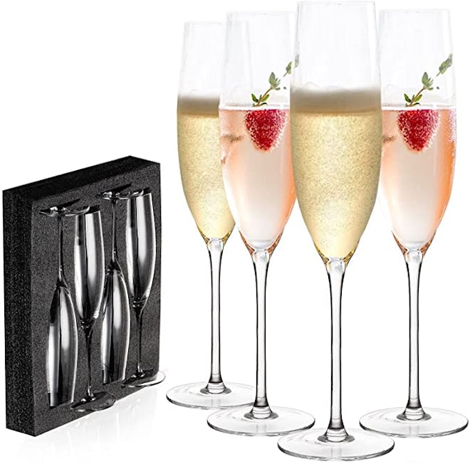 JBHO Champagne Glasses-Elegant Flutes-Gift-Box (4-Pack)