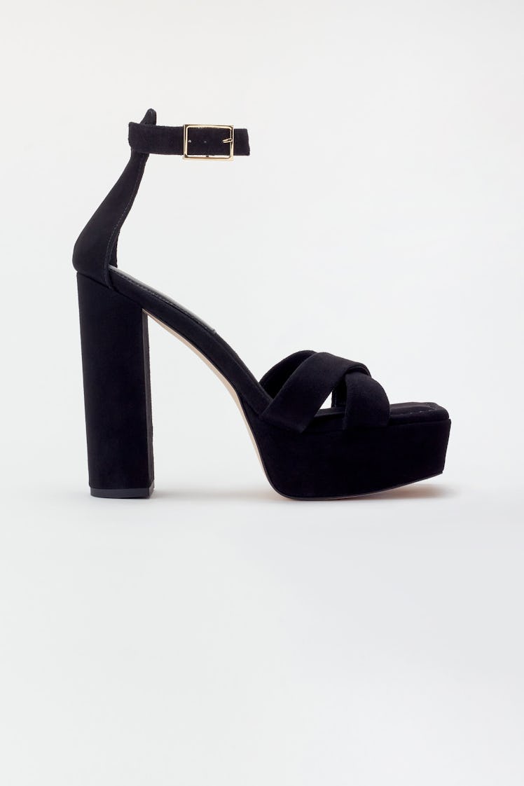 black suede platform sandals