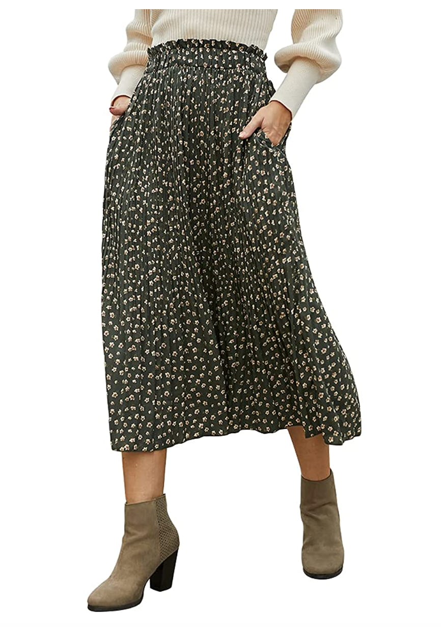 EXLURA Pleated Midi Skirt