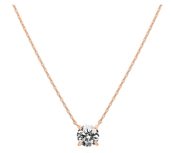 PAVOI 14-Karat Gold-Plated Swarovski Crystal Solitaire Necklace