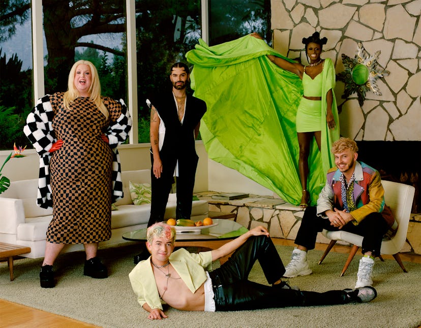 From left: Grant Vanderbilt wears an Eloquii coat and dress; T.U.K. Shoes shoes; stylist’s own glove...