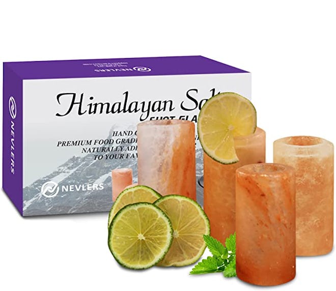 Nevlers All Natural Handcrafted Pink Himalayan Salt Shot Glasses (4-Pack)