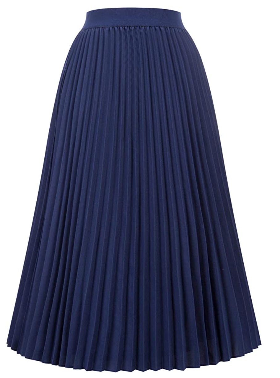 Kate Kasin Pleated A-Line Swing Skirt