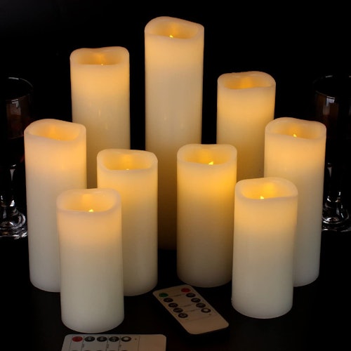 Vinkor Flameless Candles with Remote (Set of 9)