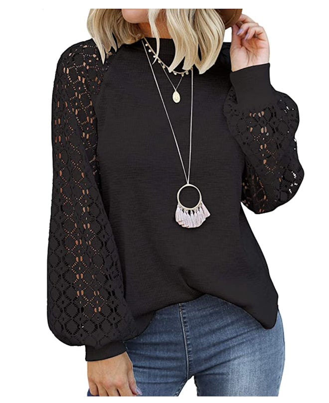 MIHOLL Long-Sleeve Lace  Blouse