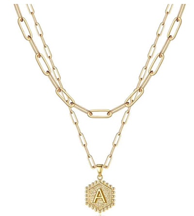 M MOOHAM Dainty Layered Initial Necklace