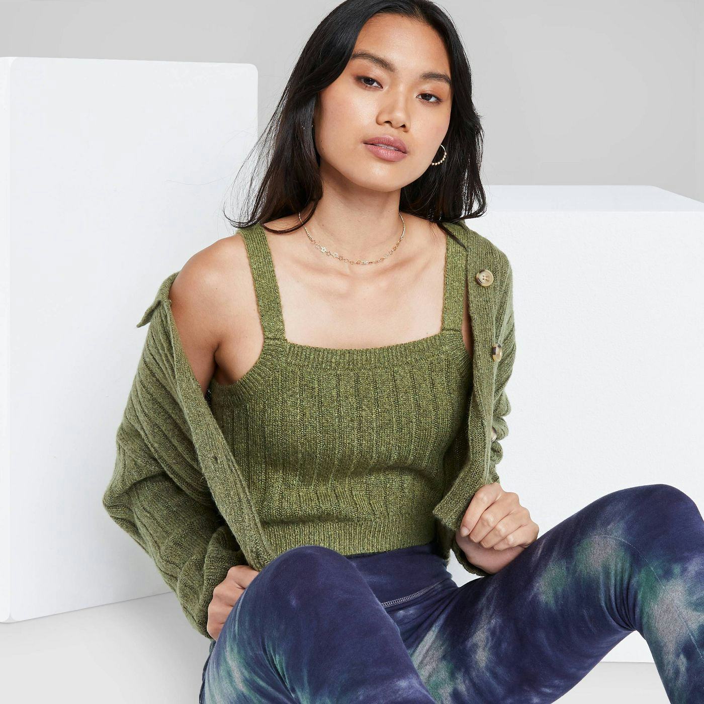 Wild Fable Rib Cropped Sweater Tank Top