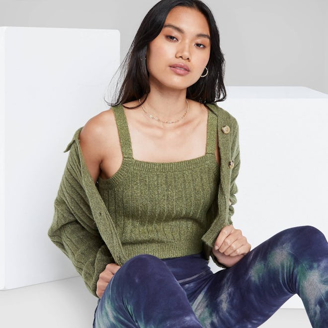 Wild Fable Rib Cropped Sweater Tank Top