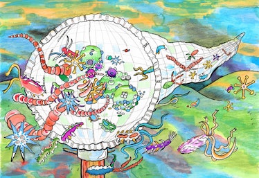 Sam Dean Lynn illustraion of gut microbiome collection