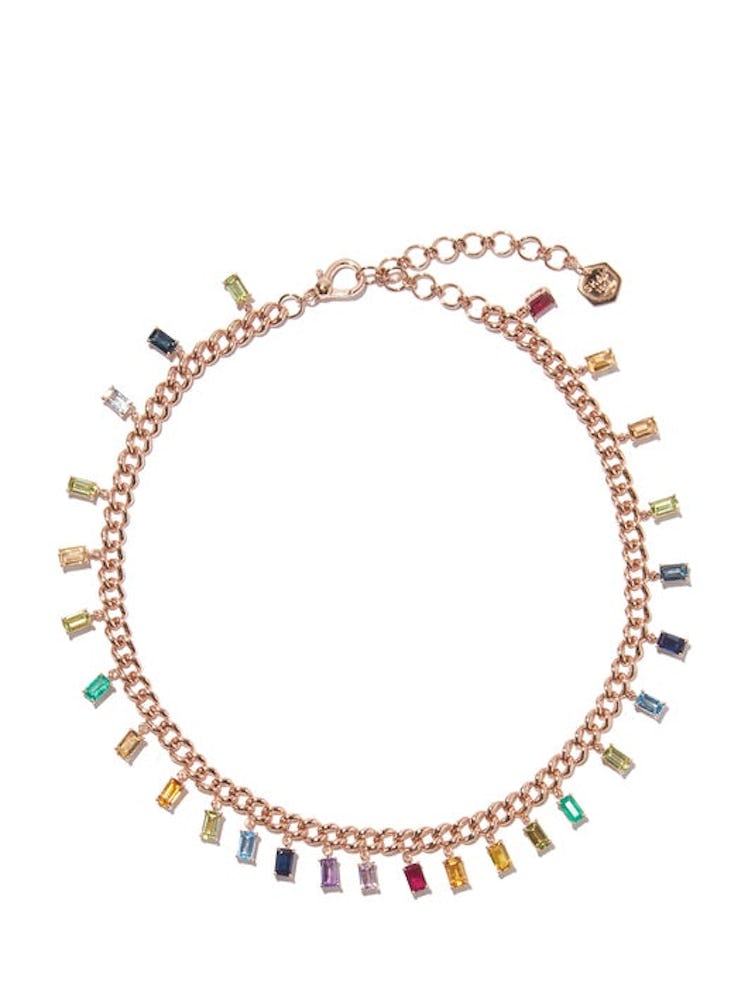 rainbow gemstone choker necklace