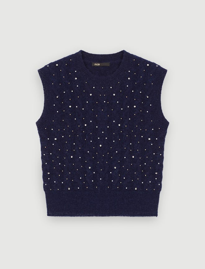 Sleeveless Sweater with Jewel Details from Maje.