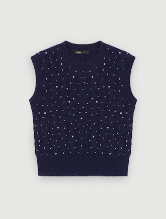 Sleeveless Sweater with Jewel Details from Maje.