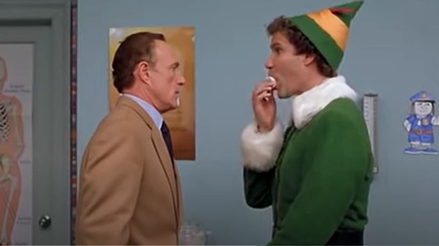 Buddy ( played by Will Ferrell) eats cotton balls at the doctor's office in 'Elf.'